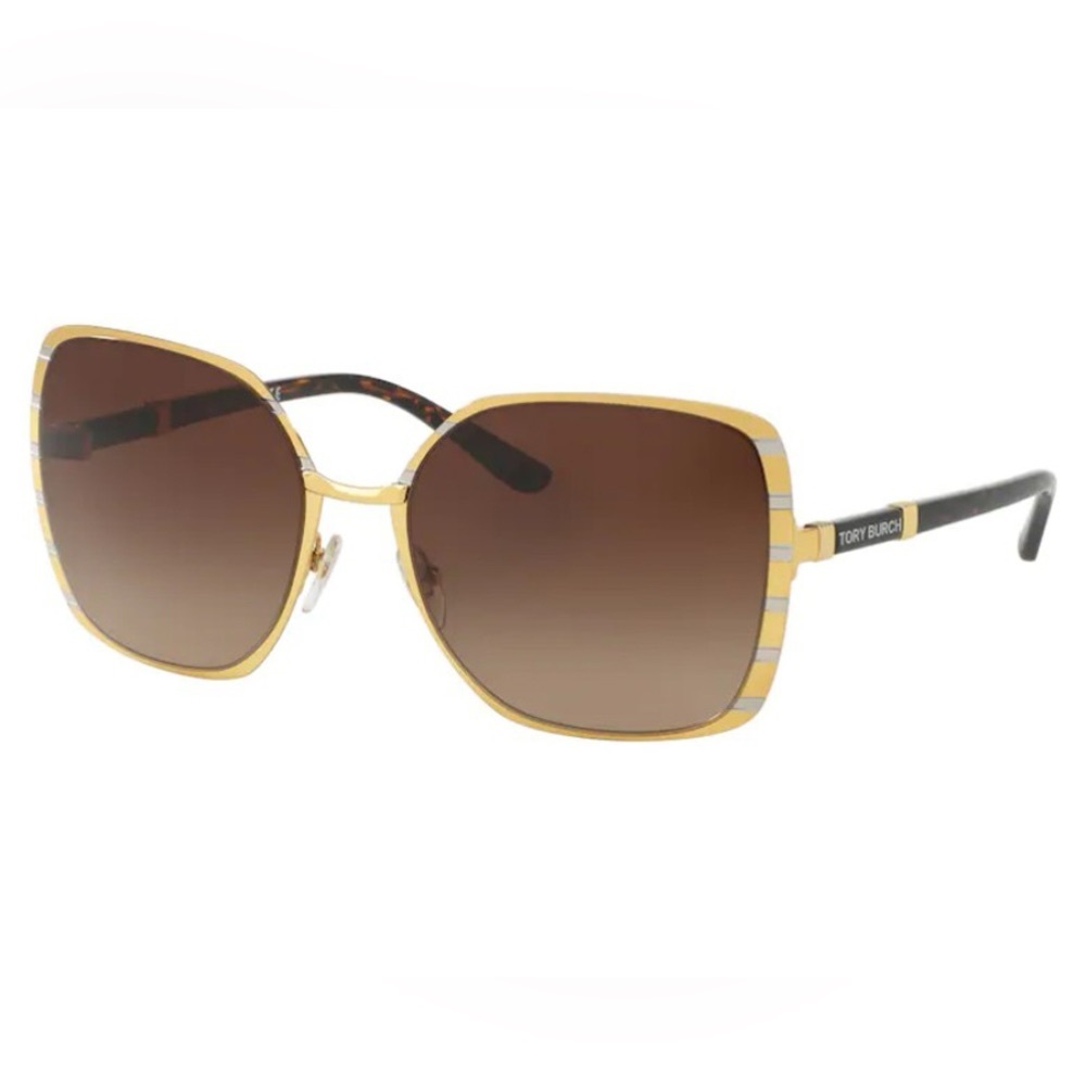 Tory Burch Gold Frame Sunglasses with Brown Lenses